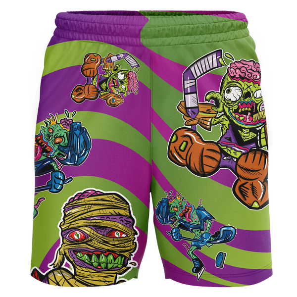 NJ Raiders Zombie Adult Workout Wear Shorts
